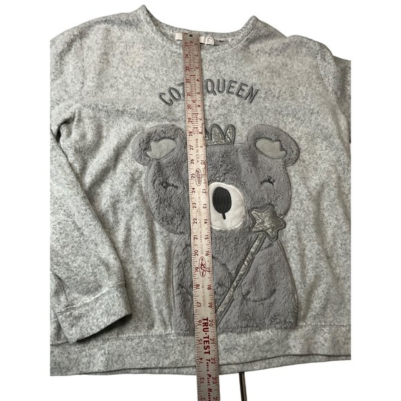 Cozy‎ Queen Bear Fleece Pullover Gray xL Women's - Picture 4 of 5